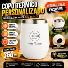 Copo Cuia Térmica 360ml Personalizado Laser com Nome e Logo | Inox Térmico Premium
