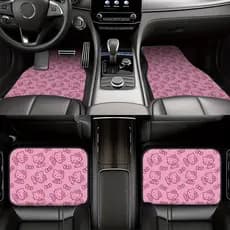 Conjunto de 4 peças Sanrio Hello Kitty Tapete para pés de carro - Design de personagem fofo, tapete de carro com cobertu