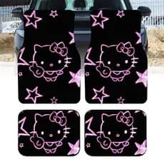 4 unidades de tapetes de pés de carro impressos Sanrio, tapetes universais de interior de carro, fibra de poliéster durá