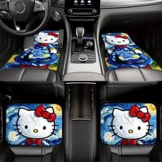 4 unidades Van Gogh Starry Night x tapetes para pés de carro, tapetes gerais para interior de carro, fibra de poliéster