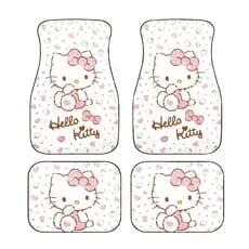 4 peças de tapetes de pés de carro impressos Hello Kitty Sanrio, tapete de carro de Material de fibra de poliéster duráv