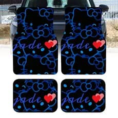 4 unidades de tapetes de pés de carro impressos Sanrio, tapetes universais de interior de carro, fibra de poliéster durá