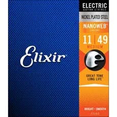 Encordoamento Elixir 011 Nanoweb 12102 Para Guitarra Elétrica 11-49 Original Alta Durabilidade