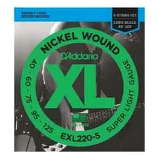 Encordoamento Baixo 5 Cordas .040 D'Addario EXL220-5 – Timbre Brilhante e Durabilidade Profissional