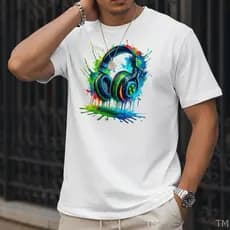 Camiseta Básica Casual Gola Redonda Masculina Estampada Fone Gamer Street Malha Respirável