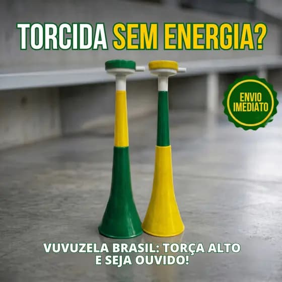 Corneta Vuvuzela Brasil Torcida Futebol Barulhenta Verde Amarela Acessório para Copa e Jogos