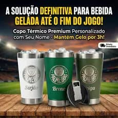 Copo Do Palmeiras personalizado Preto Térmico C/tampa E Abridor 473ml