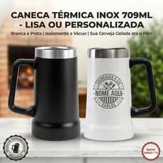 Caneca Térmica Inox 700ml Personalizada Nome Time Copo Grande Alça Parede Dupla Para Bebidas Cerveja