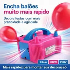 Inflador Elétrico de Balões 2 Bicos 220V 600W Bomba para Encher Bexiga Festa Portátil