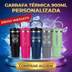 Garrafa Térmica 900ml Inox Com Alça E Canudo Copo Térmico Academia Escritório Viagem Personalizada