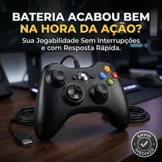 Controle Xbox 360 Com Fio USB Para PC Notebook Xbox 360 Com Vibração Joystick Gamer 1,5 metro