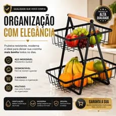 Fruteira de Mesa 2 Andares Aço Inox Desmontável Multiuso Organizador de Frutas Cozinha Moderna