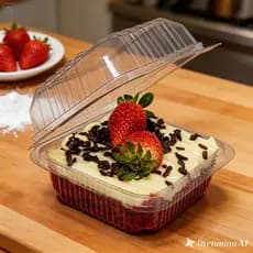 Embalagem Quadrada com tampa 200ml Descartável Bolo Doces Sobremesa Brigadeiro Torta 50/100/300 unidades