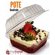 Kit 100 uni de pote embalagem quadrada transparente de 200ml para bolo, doces e sobremesas