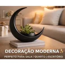 Vaso Decorativo Lua Crescente Moderno Porta Planta Suculenta Decoração Sala Escritório Luxo