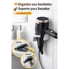 Suporte para Secador de Cabelo Parede Organizador Banheiro