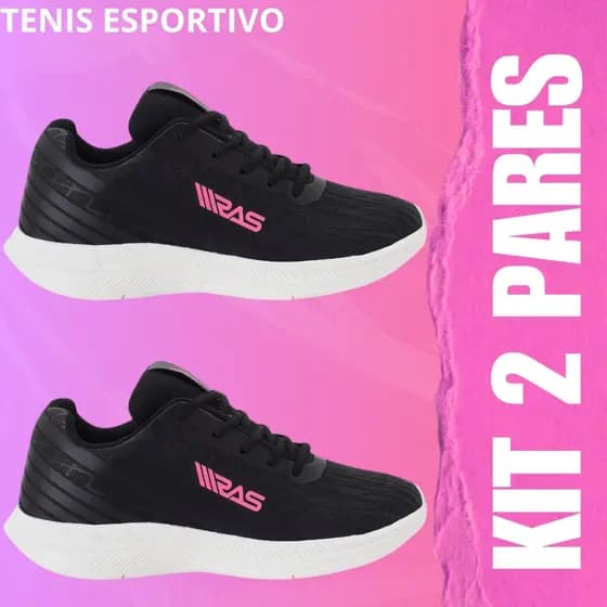 Kit 2 Pares Tênis Feminino Masculino Confortável Leve Para Academia e Dia a Dia