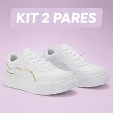 Kit 2 Pares Tênis Casual Branco Feminino Leve Ideal Para Trabalho Caminhada e Academia