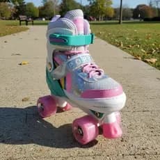 Patins Infantil 4 Rodas Menina ARCO IRIS Com Luz De Led