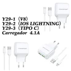 Carregador 4.1A-H'maston Y29-1/-2/-3 2 USB Com Cabo