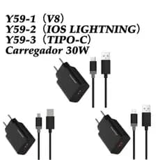 Carregador USB-C-H'maston Y59-1/-2/-3 30W com Cabo Incluído