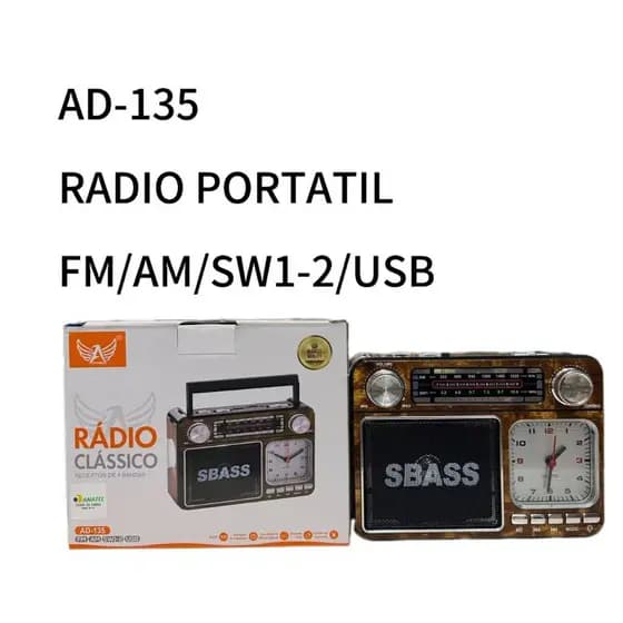 Rádio Portátil--ALTOMEX AD-135FM/AM/SW1-2/USB