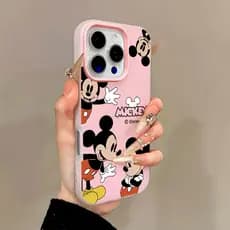 Mickey Capinha 2 Em 1 Capa Silicone Para IPhone 13 11 12 14 15 16 17 16e Normal Pro Max Ar Macarons Caso