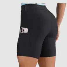 Bermuda Ciclista Short Fitness Feminino Bicolor Cintura Alta 2 Bolsos Laterais Zero Transparência Academia