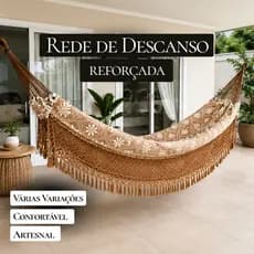 Rede de Descanso Dormir Casal Reforçada 4 Metros Varanda 100% Algodão Artesanal Diversas Cores