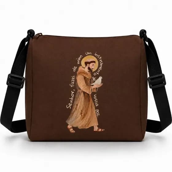 BOLSA MALA DE OMBRO RELIGIOSA CATÓLICA SÃO FRANCISCO DE ASSIS CASUAL MASCULINA FEMININA