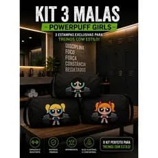 Kit 3 Malas Academia Meninas Superpoderosas Fitness Impermeável Envio Imediato