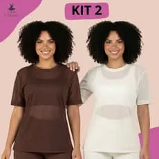 Kit 2 Blusa Feminina Transparente de Tule Camiseta de Treino Academia Manga Curta Blusão de Treino