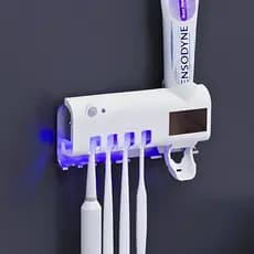 Porta Escova Dentes Com Esterilizador Uv Aplicador Pasta.