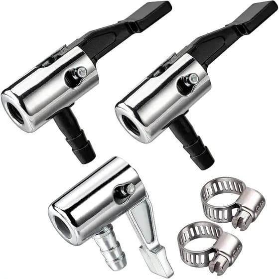 Bico de ar com trava de 1/4", mini compressor de ar portátil para inflar pneus, bico de enchimento de pneus com conector