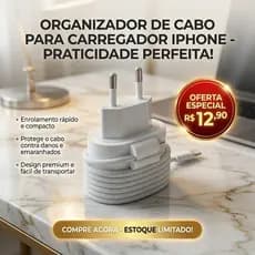 Organizador de Cabo para Carregador iPhone Apple | Protetor de Fio com Enrolador Compacto
