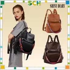 Mochila Feminina Escolar, Impermeável Bolsa grande de couro da moda Transversal & Costas para Viagem Trabalh