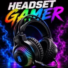 Fone Gamer Headset Evolut Delta F5132 Fone De Ouvido LED RGB Rainbow Com Microfone Para PC Celular Notebook Console Jogo