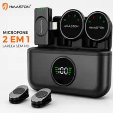 Microfone de Lapela Sem Fio H’Maston MK18/MK19 Magnético Profissional com Redução de Ruído para Celular iPhone Android