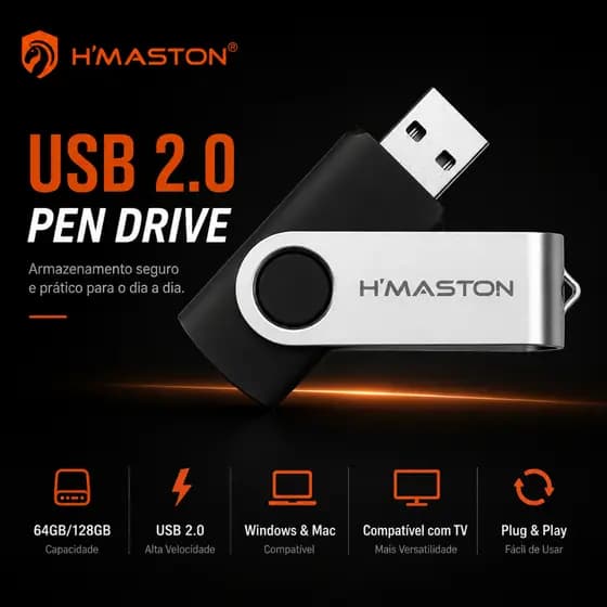 H‘maston HM-U128 Pen drive Twist 8GB 16GB 32GB 64GB 128GB USB 3.0 Metal Alta Velocidade Flash Drive