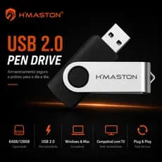 H‘maston HM-U128 Pen drive Twist 8GB 16GB 32GB 64GB 128GB USB 3.0 Metal Alta Velocidade Flash Drive