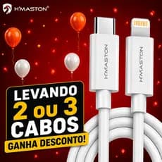 Cabo Turbo Tipo C e Lightning H'Maston HB16-PD 27W Carregador Turbo Carregamento Rápido para iPhone Reforçado 1m