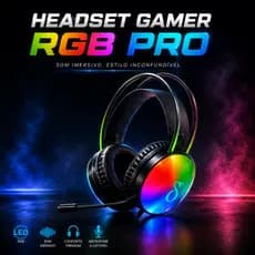 Headset Gamer RGB Com Microfone P/ PC PS4 Xbox Notebook Celular Fone de Ouvido Gamer Neon F4132