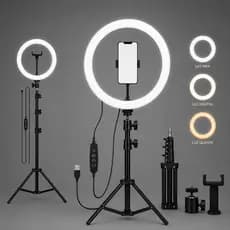 Ring Light 12" 30cm LED USB com Tripé 2m Suporte Celular Iluminador Profissional para Fotos Vídeos TikTok YouTube