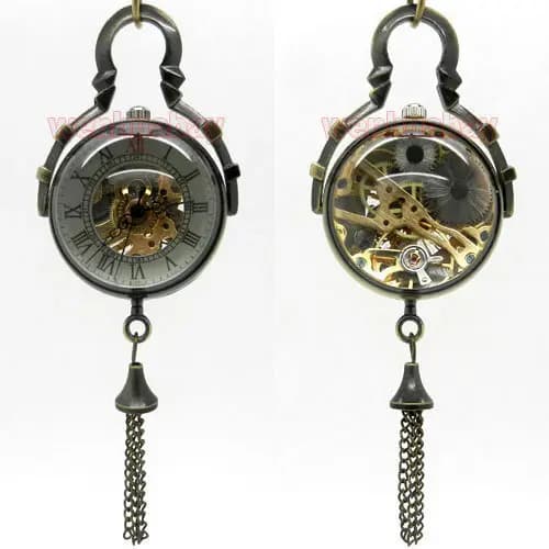 Relógio de bolso mecânico moda clássico Retro bola transparente relógio de bolso mecânico relógio de bolso colar