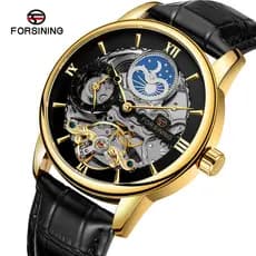 2026 novo estilo para si ning estilo europeu americano moda masculina Casual oco fase da lua relógio mecânico automático
