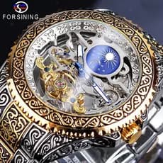 2026 novo estilo para si ning estilo europeu americano moda masculina oco Retro esculpido relógio mecânico automático