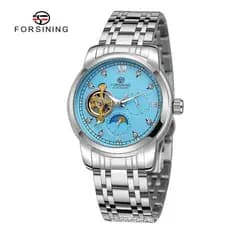 PARA SI NING Europeu Americano Masculino Tourbillon Relógio Mecânico Automático Ponteiro Luminoso Fase da Lua Relógio de