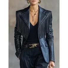 [Estilo mais vendido] Jaqueta feminina de couro pu com Design feminino jaqueta ocidental de alta qualidade [envio rápido