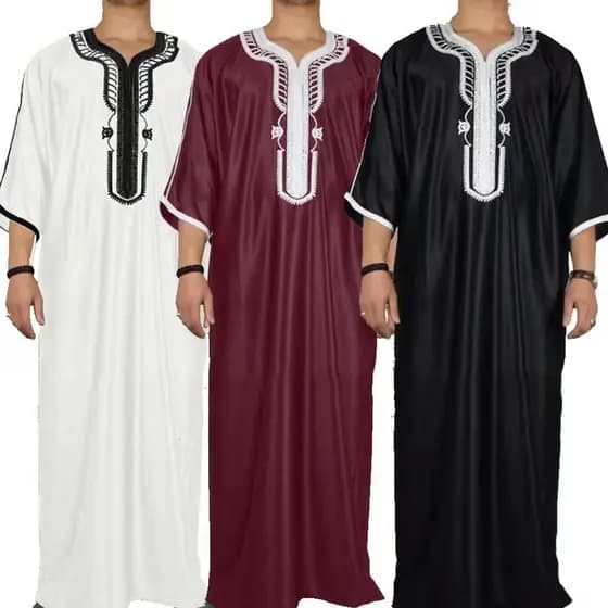 [Estilo mais vendido] Roupas masculinas de manga curta bordado com decote em v solto Robe masculino multicolorido estoqu