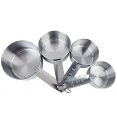 Kit Xícaras Medidoras Inox 4 Peças 60ml 80ml 125ml 250ml Conjunto Cozinha Confeitaria